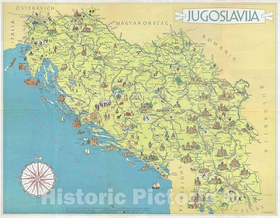 ユーゴスラビア地図　JUGOSLAVIJA tourist map ユーゴスラビア地図 JUGOSLAVIJA tourist map